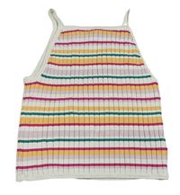Bílo-barevný žebrovaný pruhovaný úpletový crop top H&M