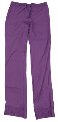 Fialové elastické cuff kalhoty 