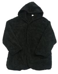 Černý chlupatý cardigan s kapucí Shein