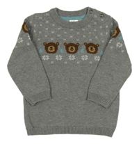 Šedý svetr s vločkami a medvídky H&M