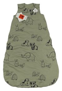 Nové - Khaki zateplený spací pytel se zvířátky George