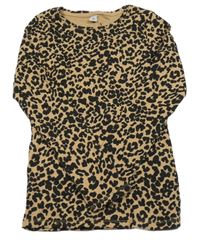 Béžovo-černé žebrované triko s leopardím vzorem zn.tu