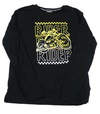 Černé triko s motorkou s nápisy 