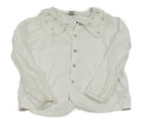 Bílá halenka s květovaným límečkem Tu