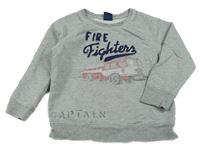Šedá mikina s hasiči GAP