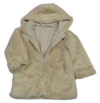Smetanová kožešinová podšitá bunda s kapucí Dunnes