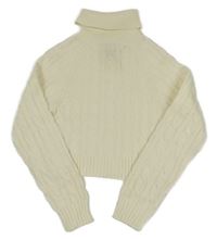 Smetanový vzorovaný crop svetrový rolák New Look