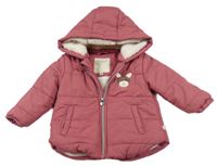 Růžová šusťáková zimní bunda s oslem a kapucí  