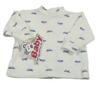 Nové - Bílo-modrá sametová mikina s kachničkami 