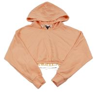 Světlerůžová crop mikina s nápisem a kapucí New Look
