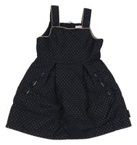 Tmavomodro-zlaté puntíkaté šaty Baker