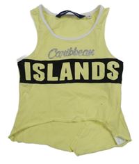 Žluto-černý crop top s nápisem Original Marines