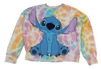 Bílo-barevná batikovaná crop mikina se Stitchem Disney