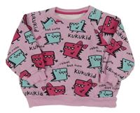 Růžová mikina s diny a nápisy 