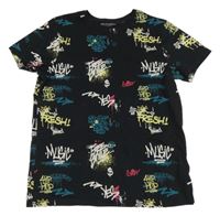 Černé tričko s graffiti Primark