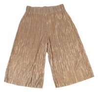 Lesklé zlaté žebrované třpytivé culottes kalhoty Next