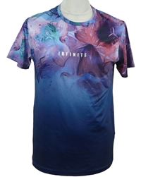 Pánské modro-fialové vzorované tričko s nápisem Primark 