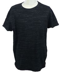 Pánské černé melírované slim fit tričko Peacocks 