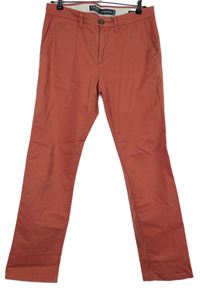 Pánské cihlově červené plátěné chino kalhoty C&A vel. 32/30