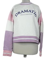 Dámská bílo-lila-růžová crop mikina s pruhy Skinny Dip