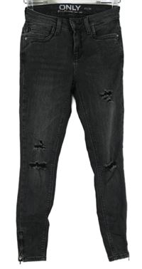 Dámské tmavošedé skinny rifle s dírami Only 