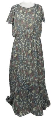 Dámské tmavomoro-smetanové vzorované šifonové dlouhé šaty Esmara 