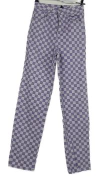 Dámské fialové kostkované rifle H&M