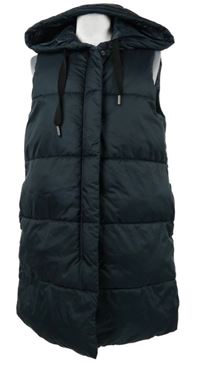 Dámská tmavomodrá šusťáková zateplená maxi vesta s kapucí Only 