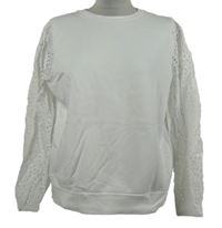 Dámská bílá mikina s madeirovými rukávy Mint Velvet 