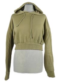 Dámská béžová crop mikina s kapucí PrettyLittle Thing