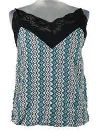 Dámský černo-modro-bílý vzorovaný top s krajkou Only 