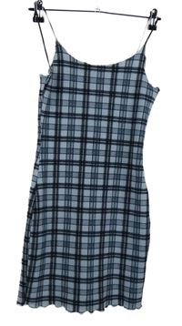 Dámské světlemodré kostkované minišaty Shein 