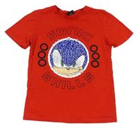 Červené tričko se Sonicem z překlápěcíchi flitrů George