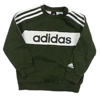 Khaki-bílá mikina s logem Adidas