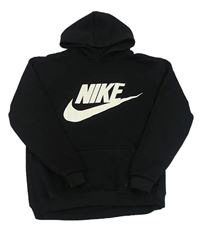 Černá teplá mikina s logem Nike a kapucí 
