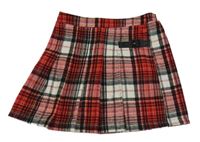 Červeno-černo-bílá kostkovaná vlněná sukně zn. TU