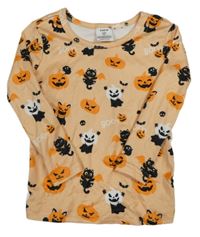 Oranžové triko s dýněmi a netopýry