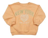 Neonově oranžová mikina s nápisem a srdíčkem Matalan