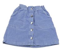 Modrá manšestrová propínací sukně George