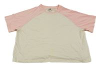 Smetanovo-růžové crop tričko H&M