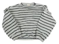 Bílo-černá pruhovaná mikina Hema