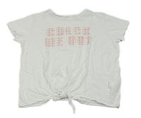 Bílé crop tričko s nápisem C&A