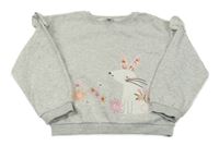 Světlešedá melírovaná mikina se zvířátkem Tu