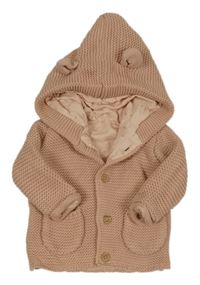 Starorůžový propínací svetr s kapucí George
