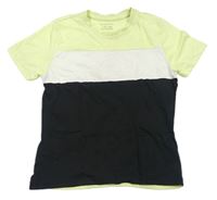 Limetkovo-bílo-černé tričko Primark