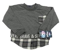 Nové - Tmavošedá mikina s kapsou a košilí