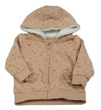 Světlerůžová propínací mikina s listy a kapucí zn. Primark