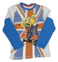 Bílo-modré triko s Mimoni a vlajkou 