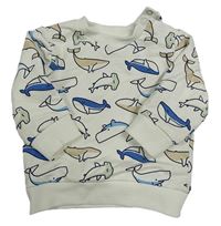 Smetanová mikina s velrybami a kladivouny Topomini