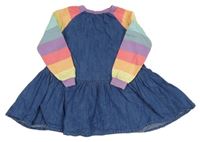 Modro-pruhované riflovo/teplákové šaty Next